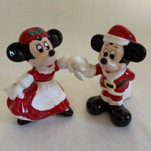 VINTAGE Disney Mickey and Minnie Mouse Holiday Candle Holder Figurines